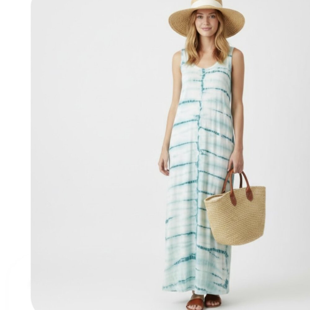 Fresh Produce Tie Dye Soft Rayon Stretch Sleeveless Maxi Dress Medium